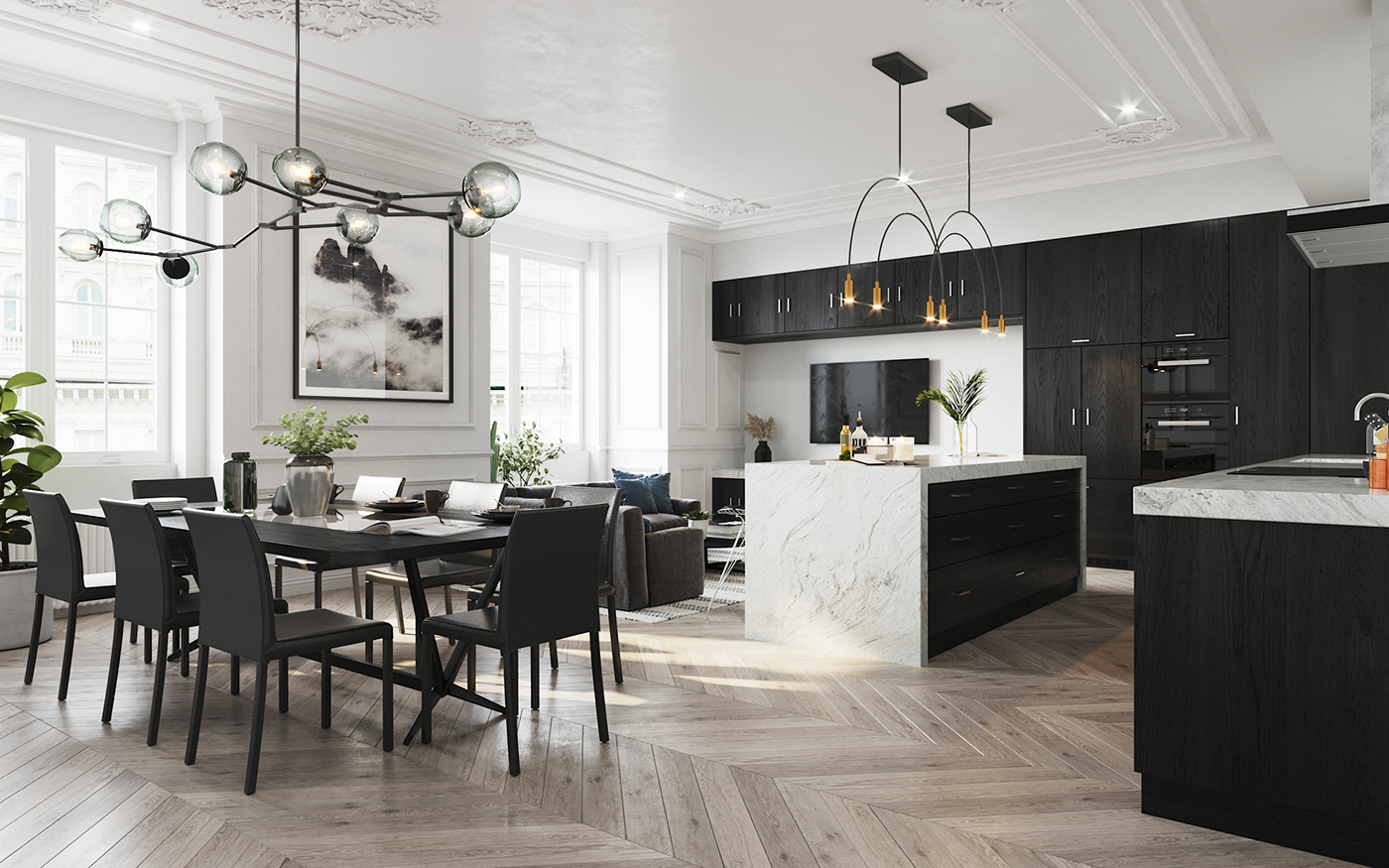 Scandinavian minimalist INTERIOR RENDERING Exterior rendering Silverbell Kitchen Render living render Dining render