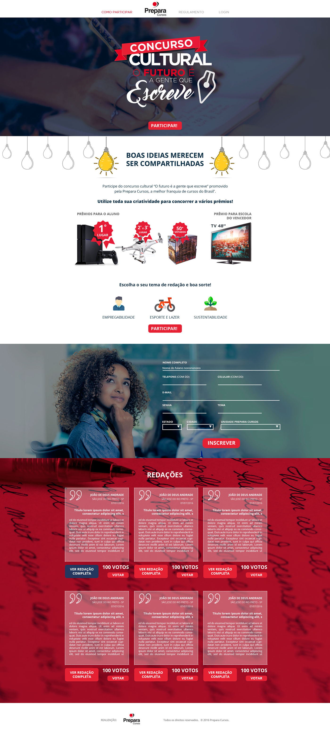 site Redação Web design Concurso Promoção