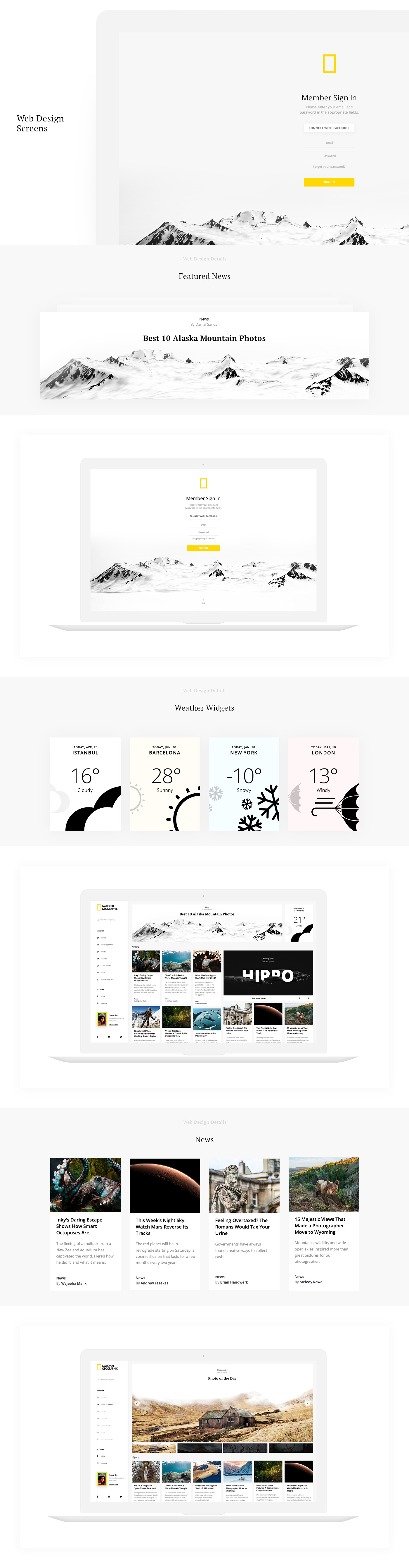 national geographic ux UI fresh animal wild black White natural design Mobile app concept design redesign