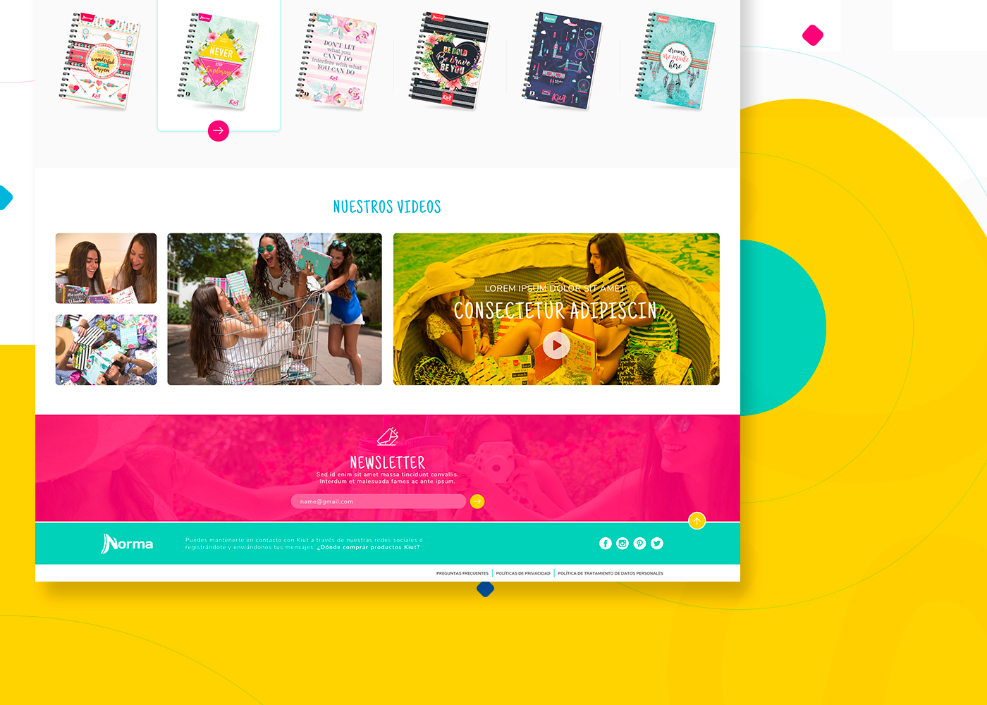 Website UI ux notebook school girly jean colors kiut Jeanbook