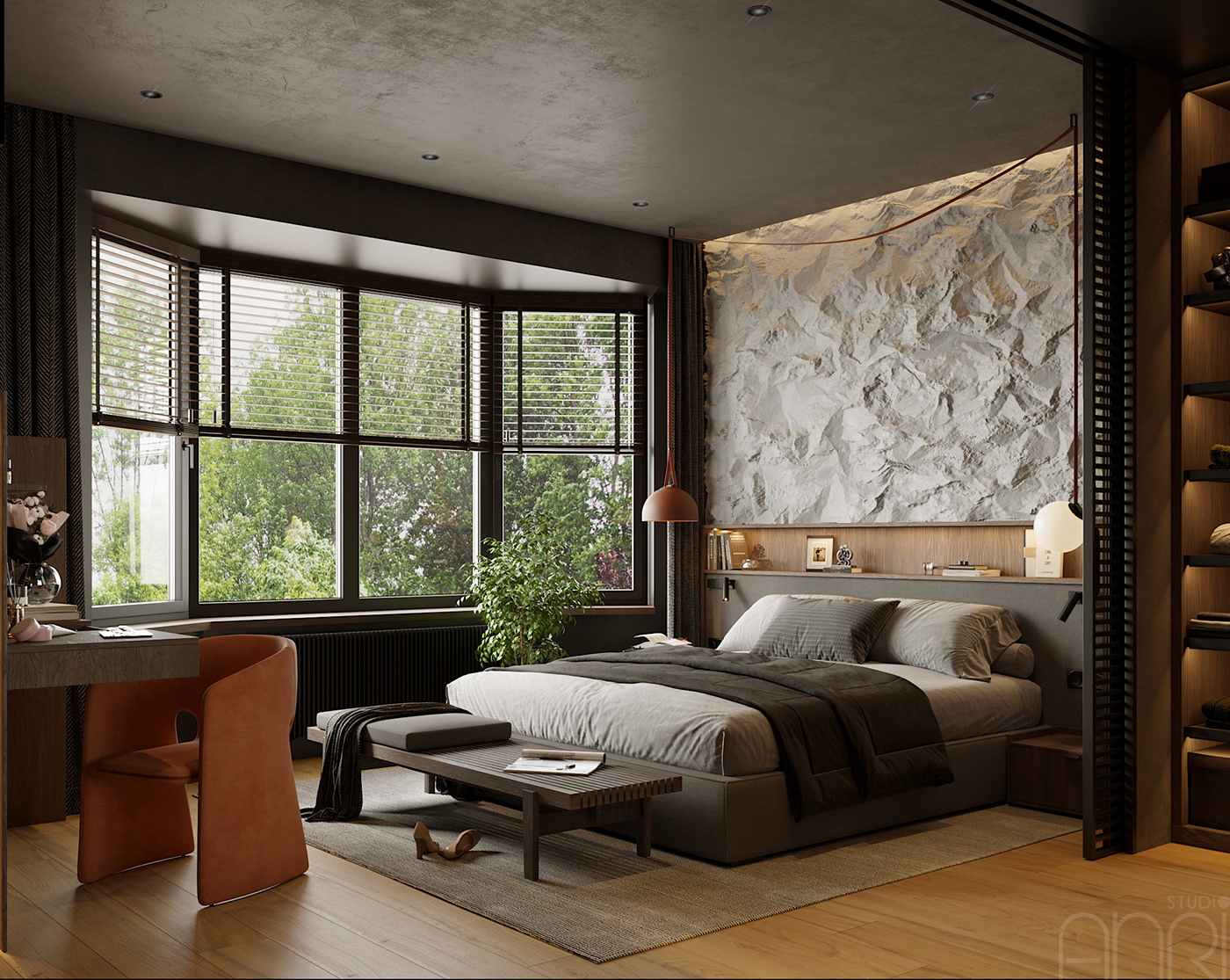 design modern interior design  Interior color bedroom house home orange black