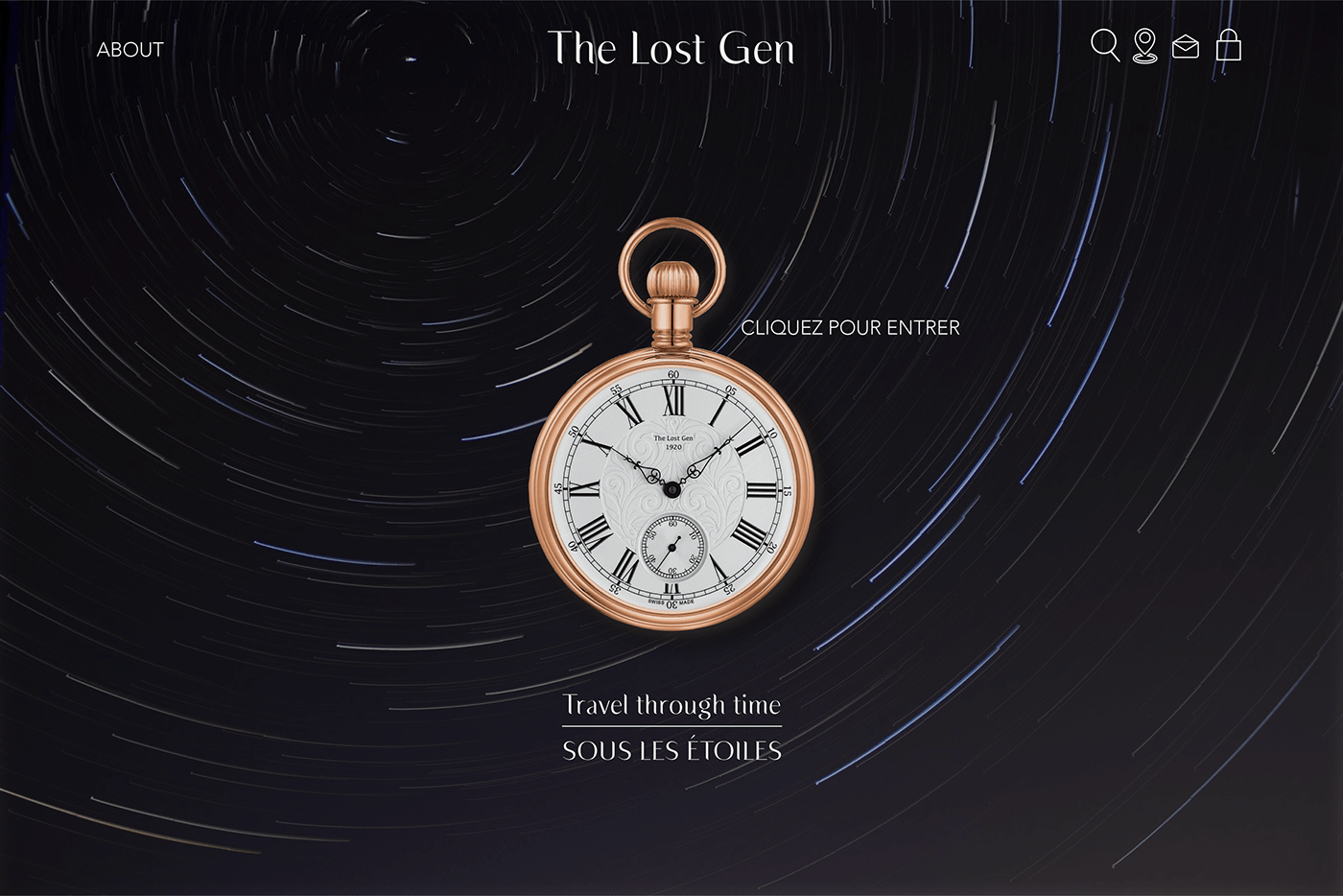 interactive website luxury luxury branding luxury website Midnight in Paris pocket watches the lost generation UX design Website Design website layout