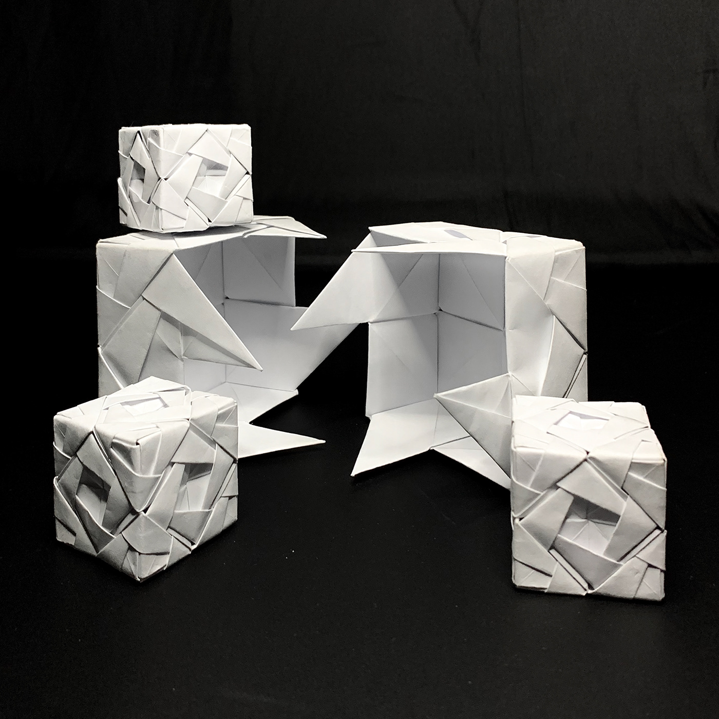 3D architecture craft fold interior design  kirigami modern origami  paper visualization