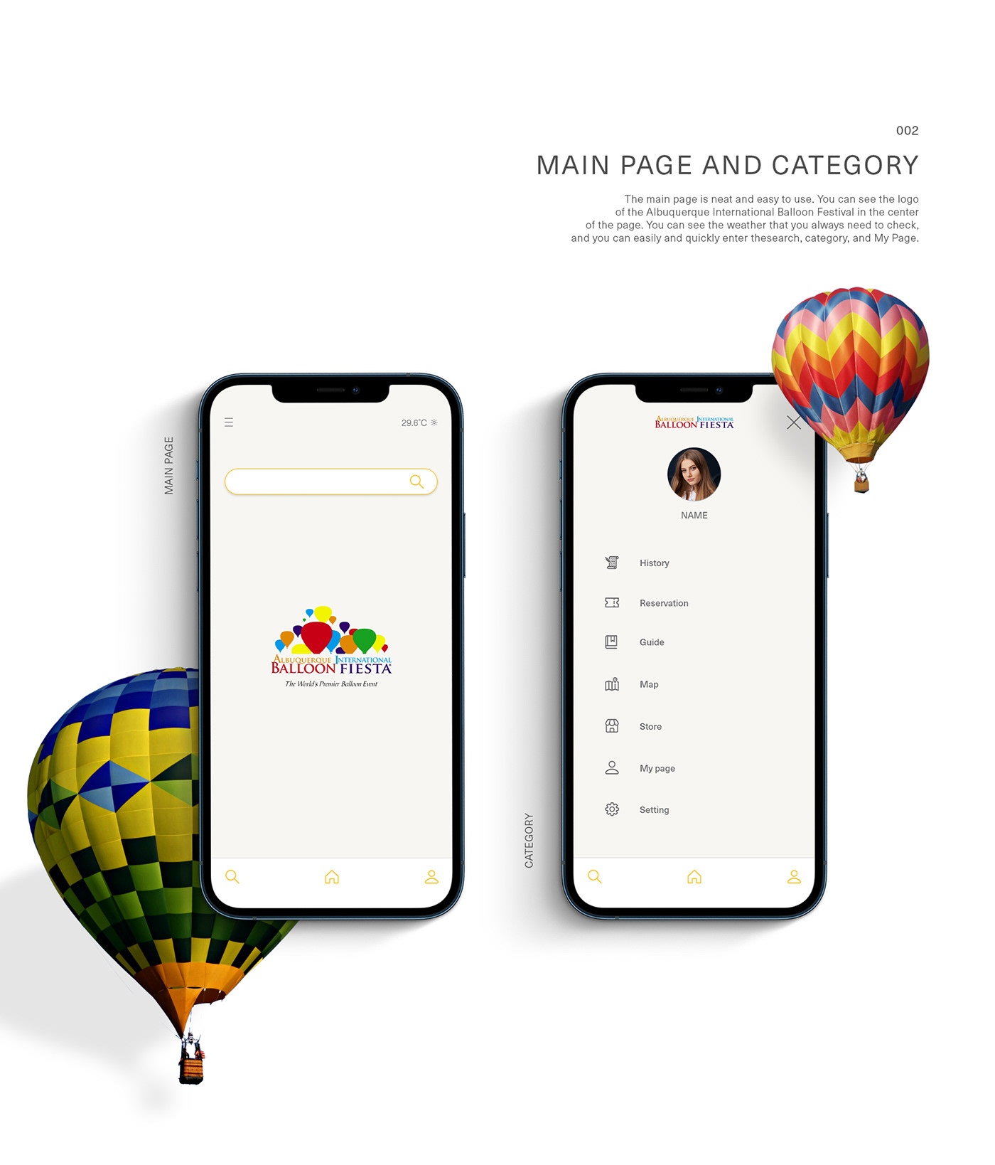 app Balloon Fiesta festival hot air balloon rainbow UI ux 열기구 축제 SKY