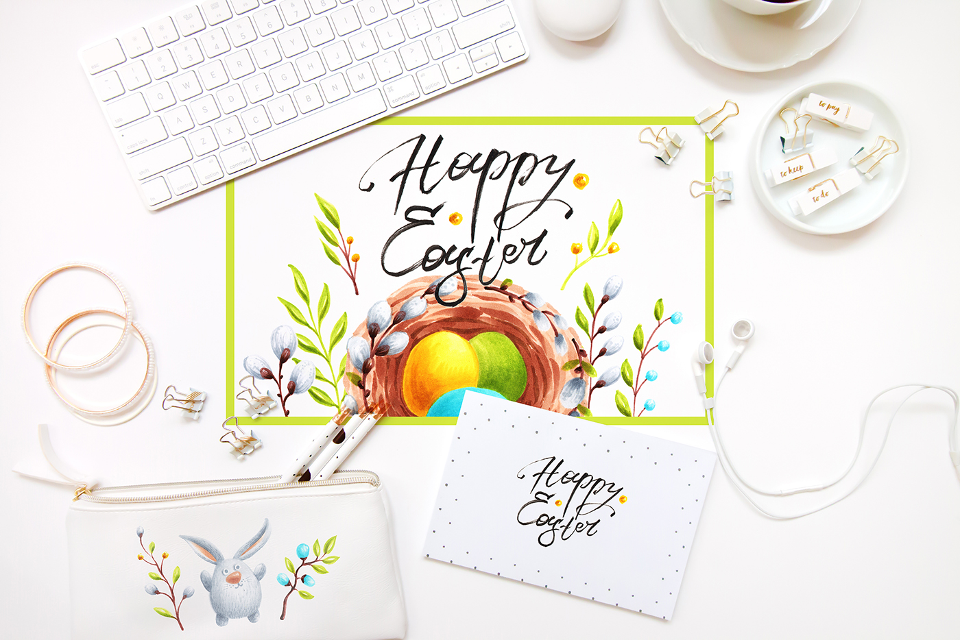Easter set bunny flower wedding Marker copic marker Copic nest Colored Egg
