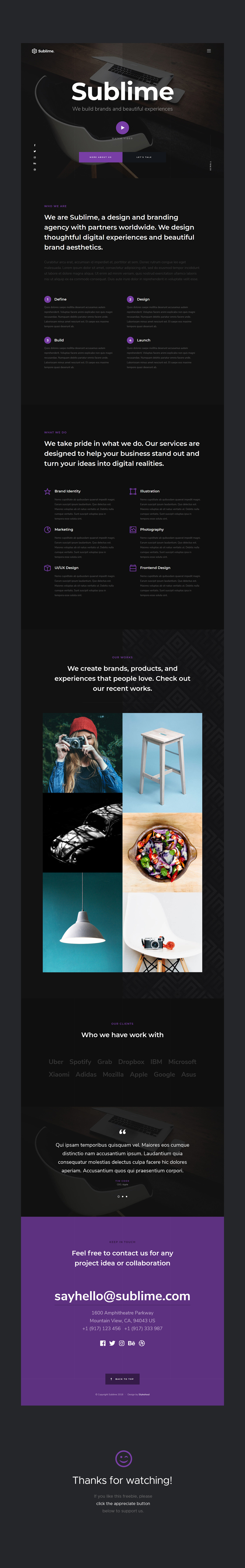 free Website template One Page HTML css agency studio portfolio landing page