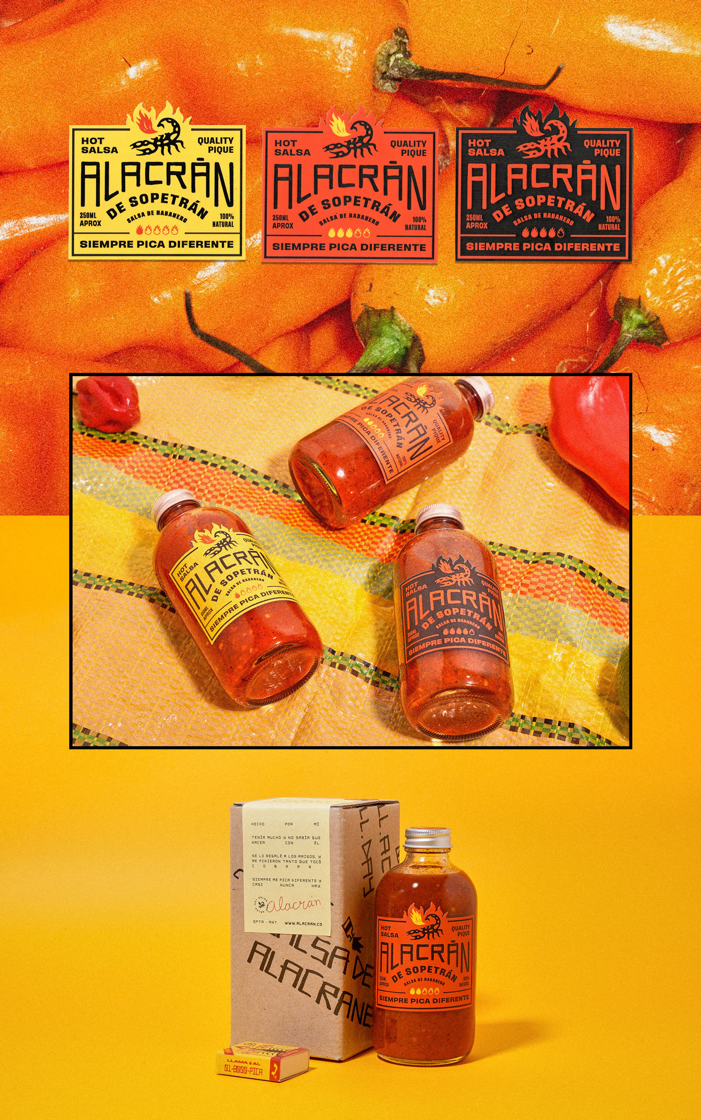 alacran  brand identity branding  chili colombia Hot Packaging salsa sauce spicy