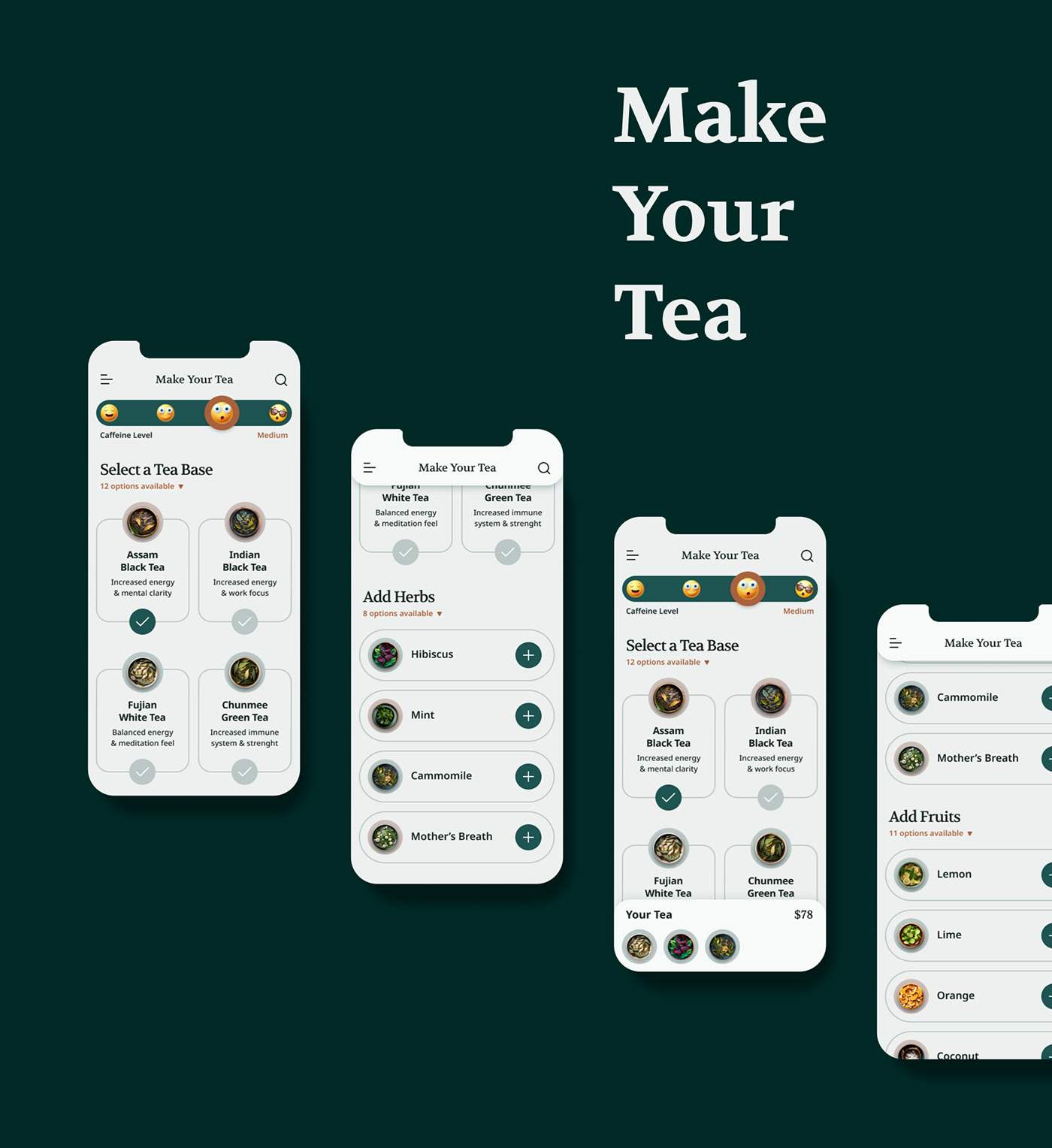 make your own mobile app design organic premium tea User Experience Design user interface ux/ui