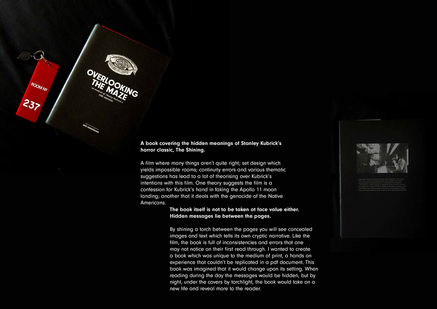 Kubrick the shining HIdden Messages french folds the overlook book design Bookbinding film theory