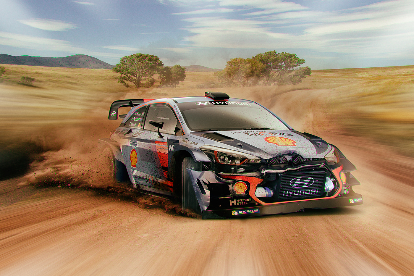 WRC rally car smash Hyundai photoshop