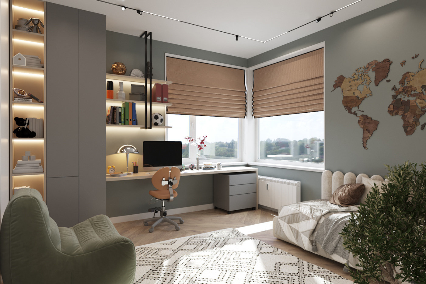 design interior design  visualization Render 3D modern 3ds max corona дизайн интерьера детская комната