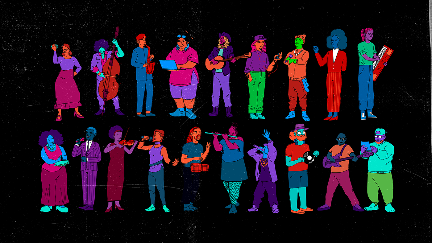 2D Animation animation  folk grammy awards ILLUSTRATION  motion graphics  music pop rap rock