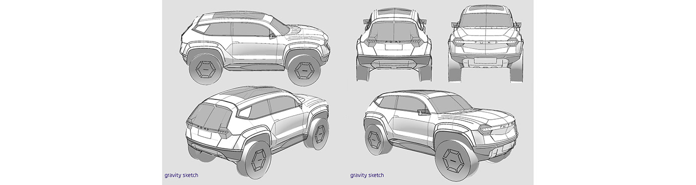 3d modeling 4x4 automotive   car design design Electric Car ev Ford gravity sketch vr