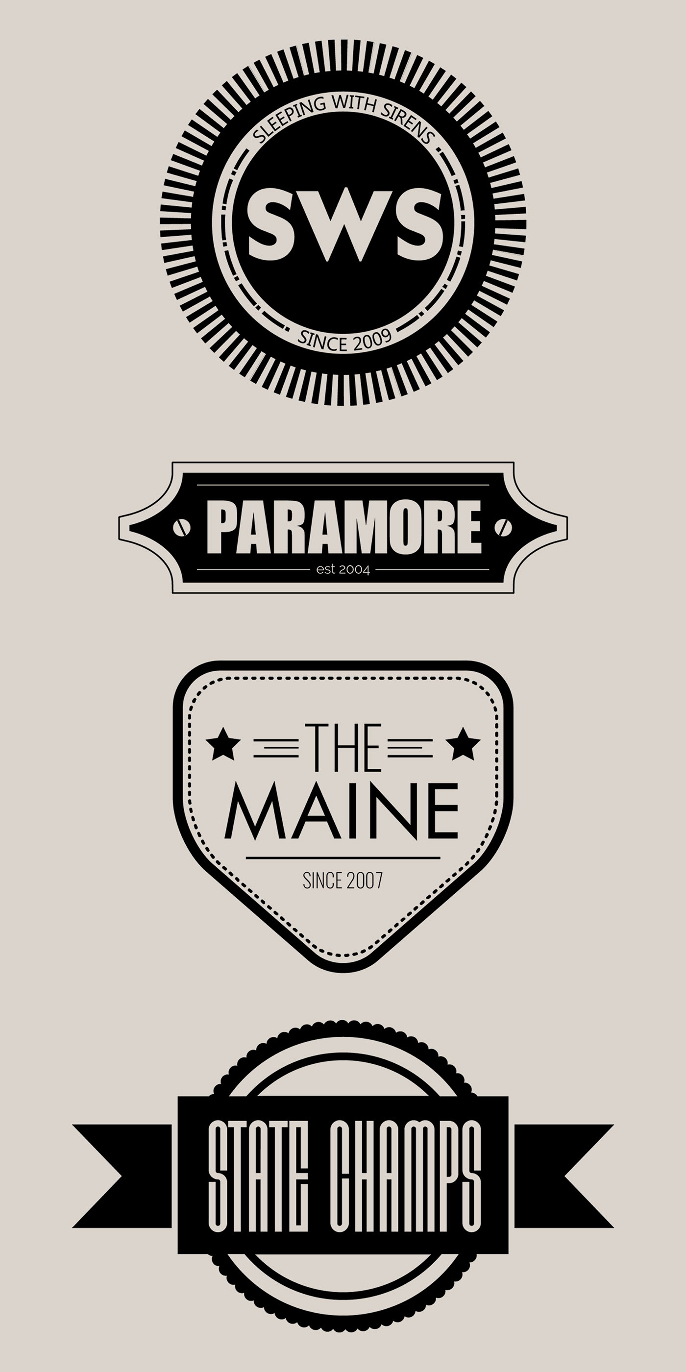 Retro vintage badges SWS paramore the maine State Champs music