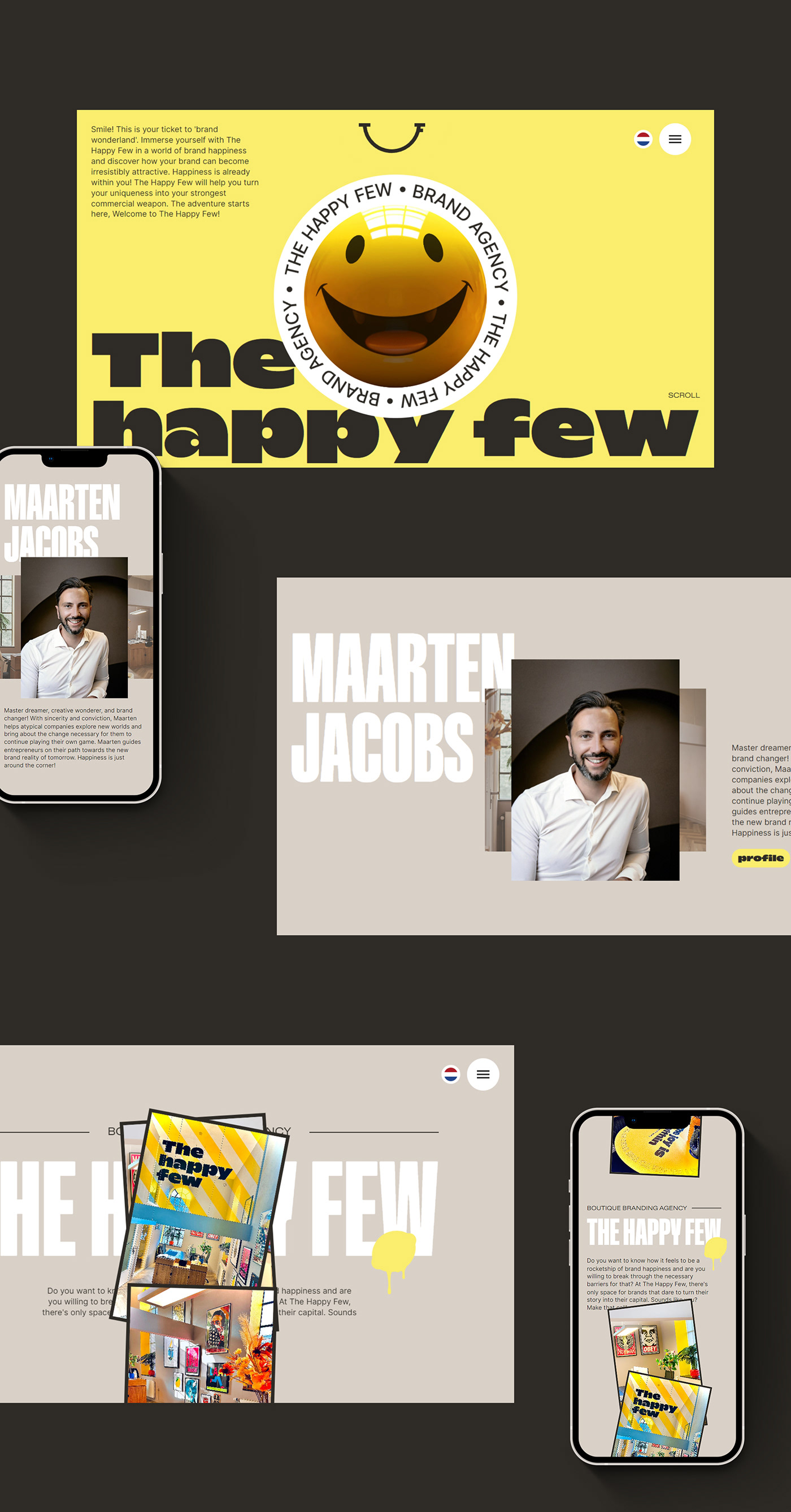 happy animated AWWWARDS motion design Webdesign Single Page bold branding  graphic design  Interaction design 