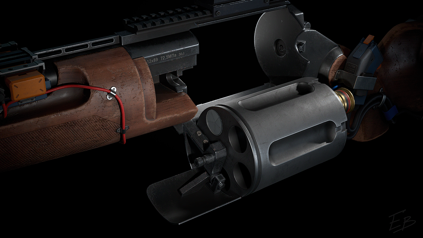 3D 3d modeling Gun HardSurface Low Poly Military Render rifle War Weapon