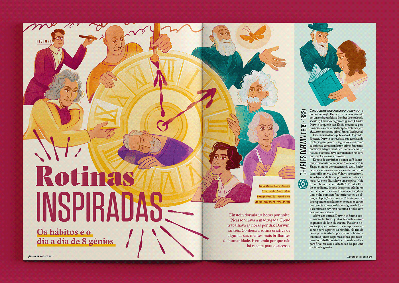 agatha christie darwin editorial einstein ILLUSTRATION  kant magazine layout Picasso science superinteressante