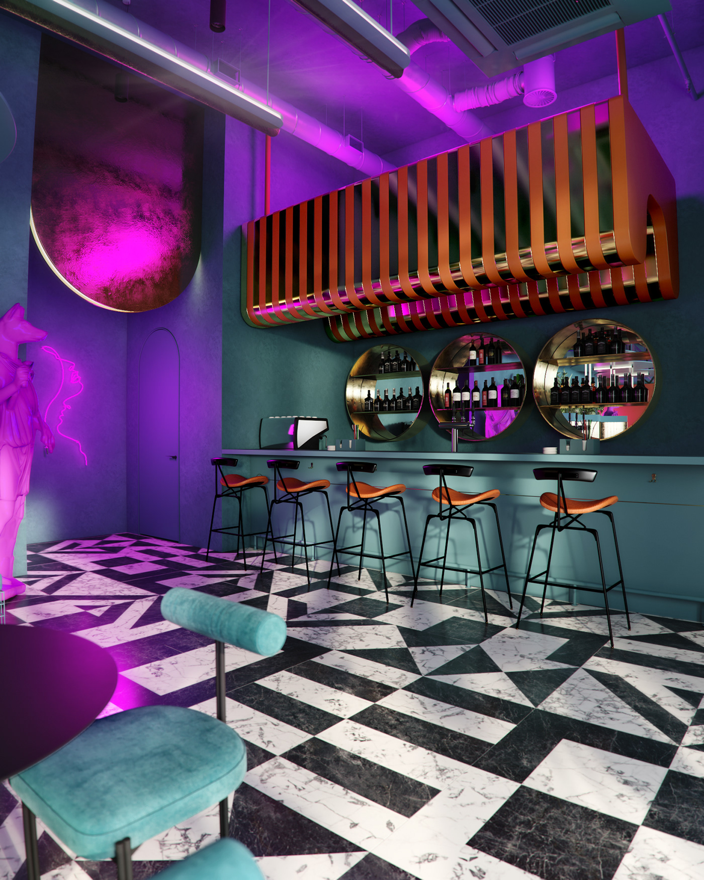 3D 3dsmax abstractinterior architecture bar design interiordesign interiorillustration restaurant vray