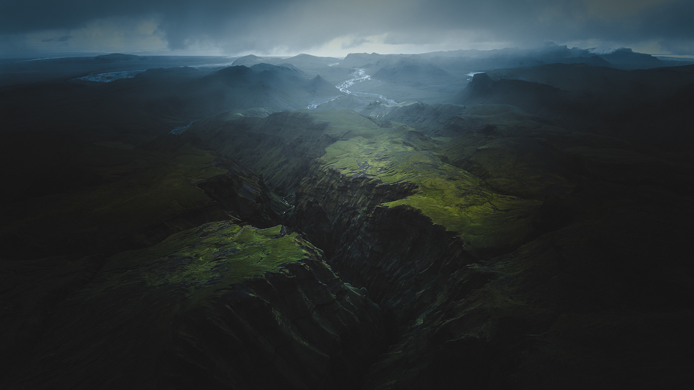 iceland mountains clouds mood green Nature outdoors drone Aerial Island