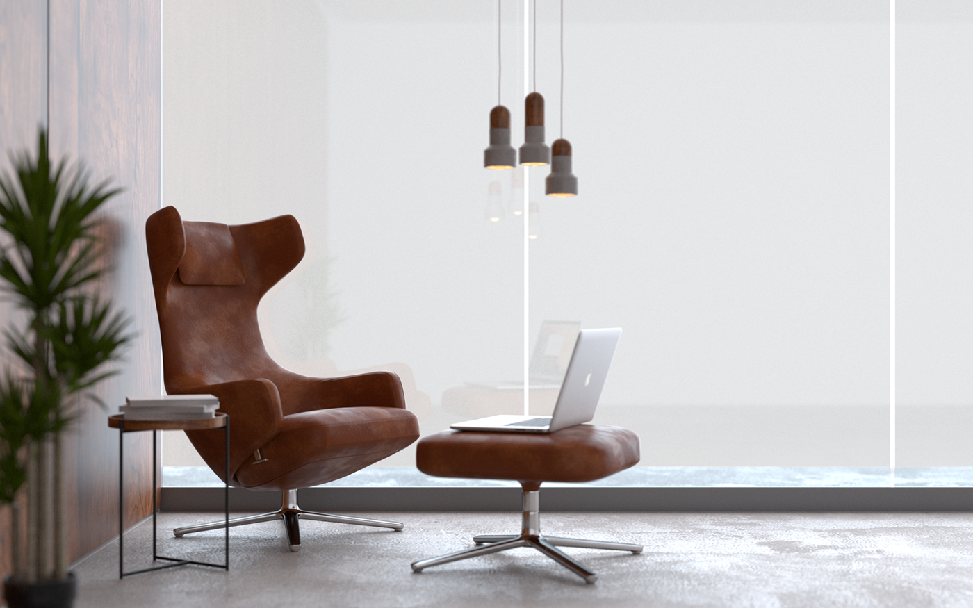 grand repos ottoman lounge chair blender 3D photoshop post Production arch viz