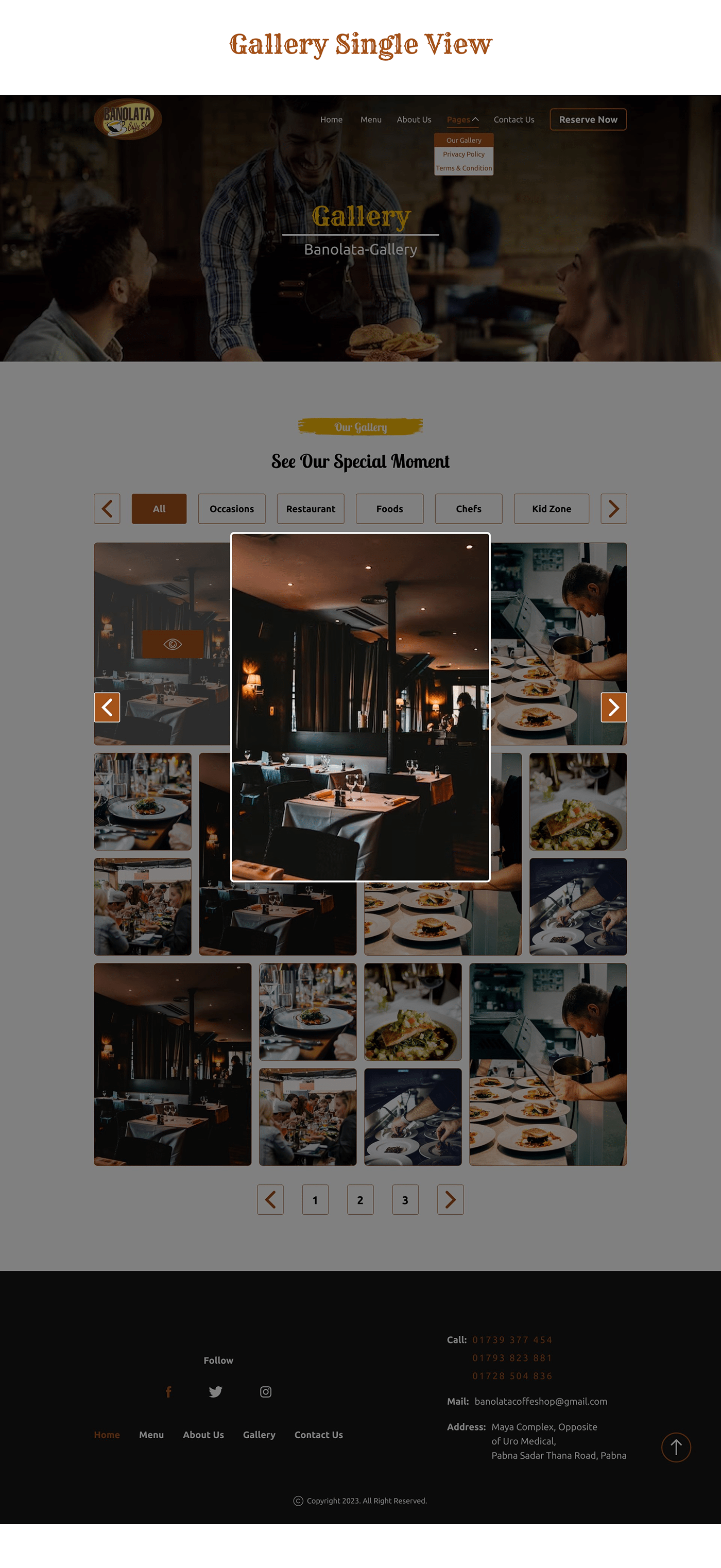 Restaurant website design Food Website