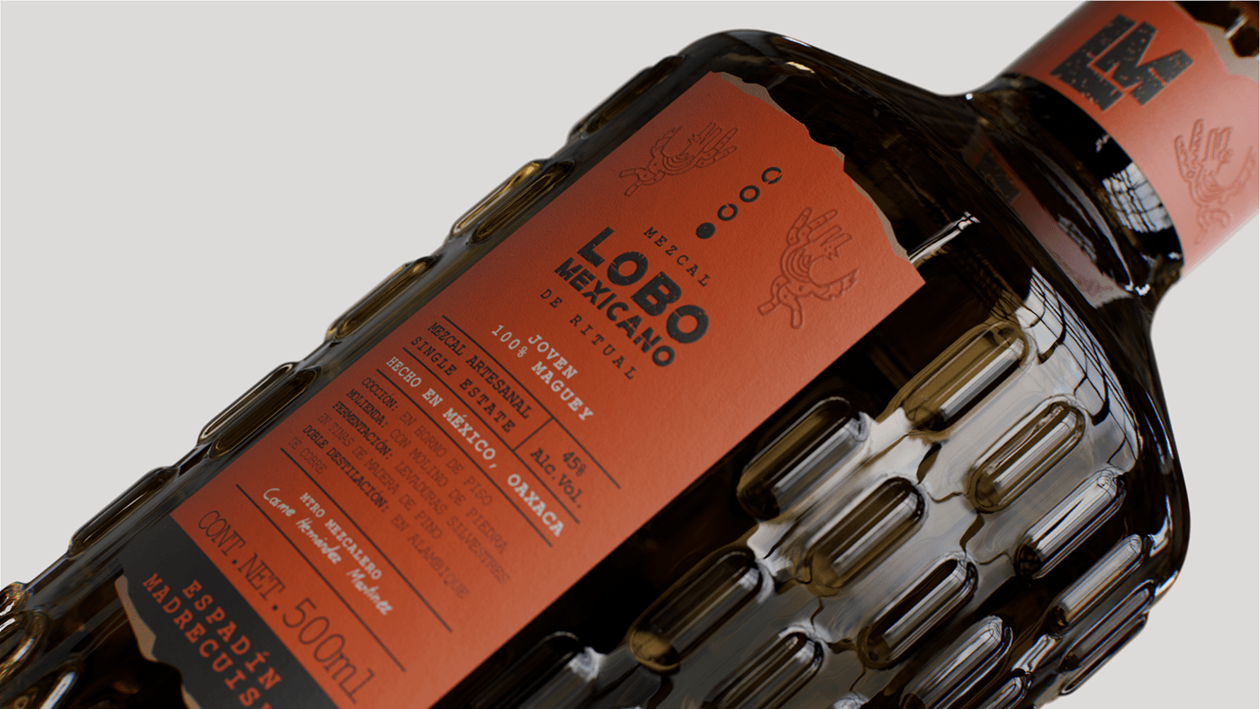 mezcal Tequila Spirits Lobo bottle Packaging brand identity Logo Design set design  alcohol