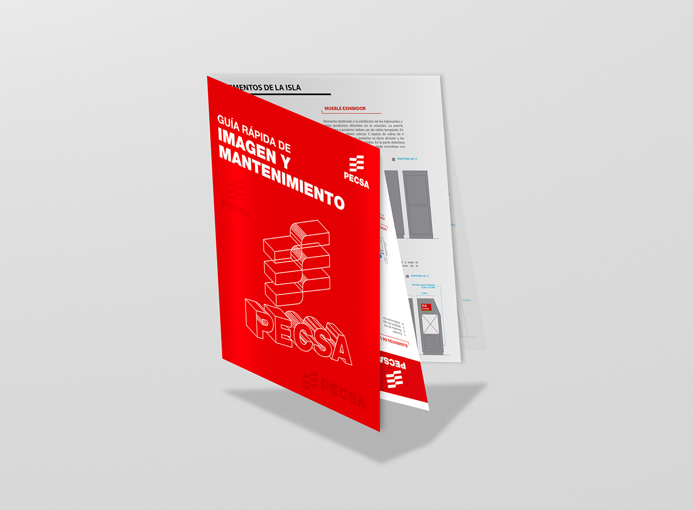 branding  Layout graphic Gasoline brochure pecsa visual red industrial
