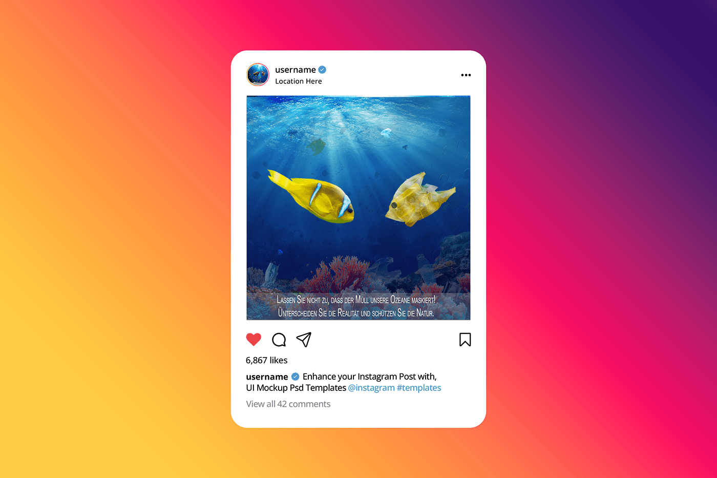 Klimaschutz umweltschutz Ocean plasticfree Instagram Post Social Media Design post social media oceanprotection Ozean
