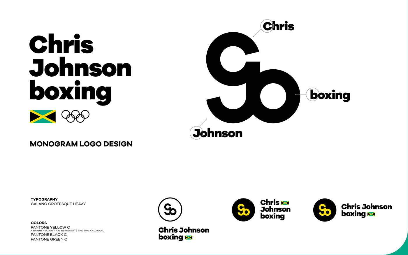 Canada jamaica logo monogram box logo Boxing Logo chris johnson boxing Logo Design logo designer piero salardi