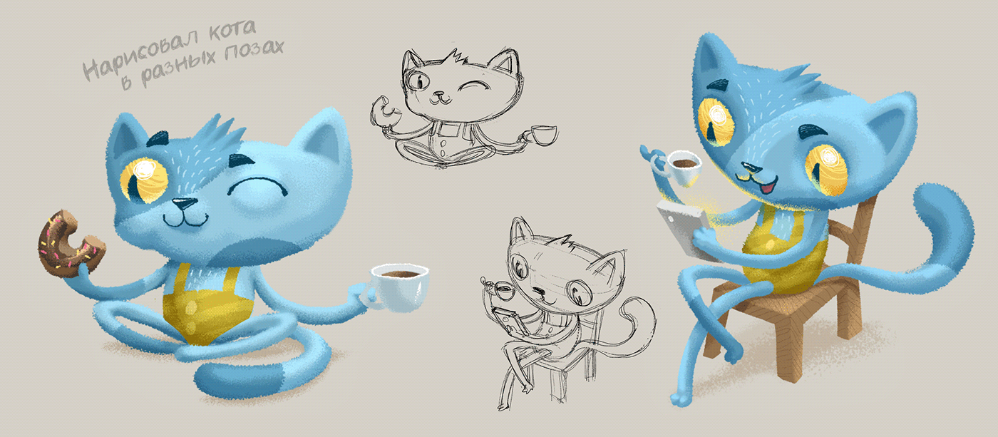 Cat Character donut ILLUSTRATION  oleggert кот кошка Пончики иллюстрация