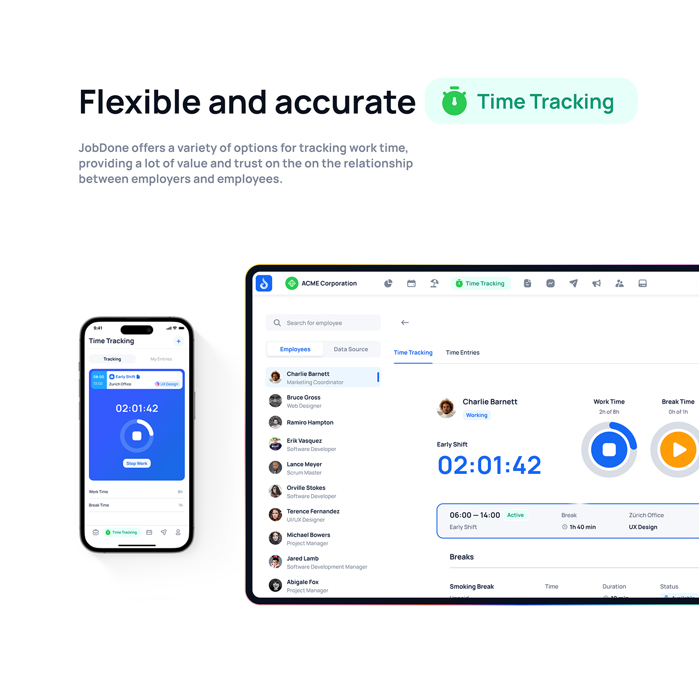 app design messenger SAAS schedule team time tracking UI/UX dashboard task management Mobile app