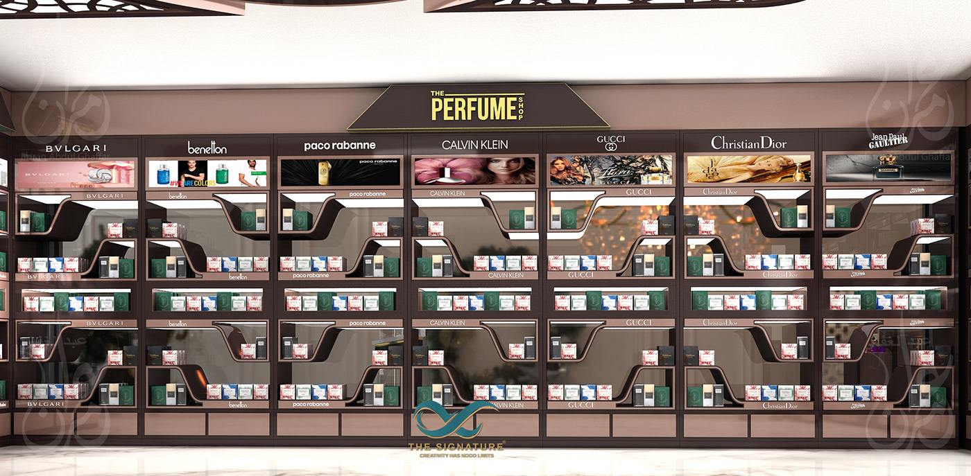 perfume display shelf design interior design  shop fragrances display mallshop OUTLETDESIGN Shelves design