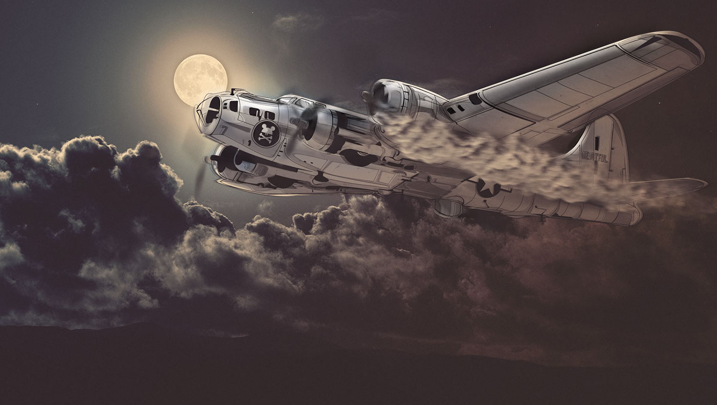 neatful  art  plane air SKY bomber cloud War moon