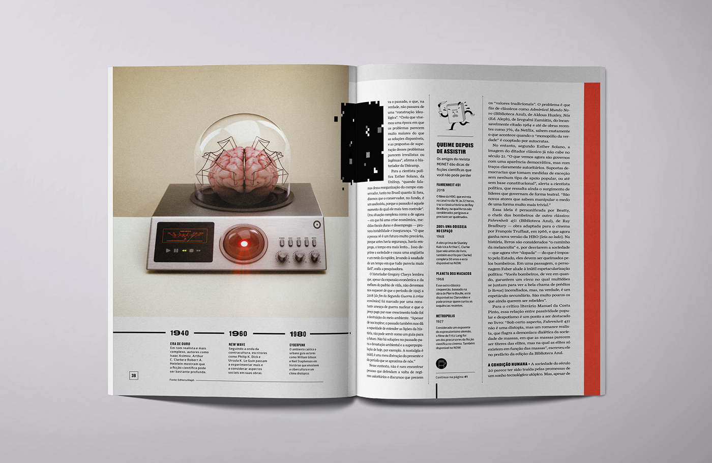 magazine 3D science fiction sci-fi concept product Layout spread rendering editorial
