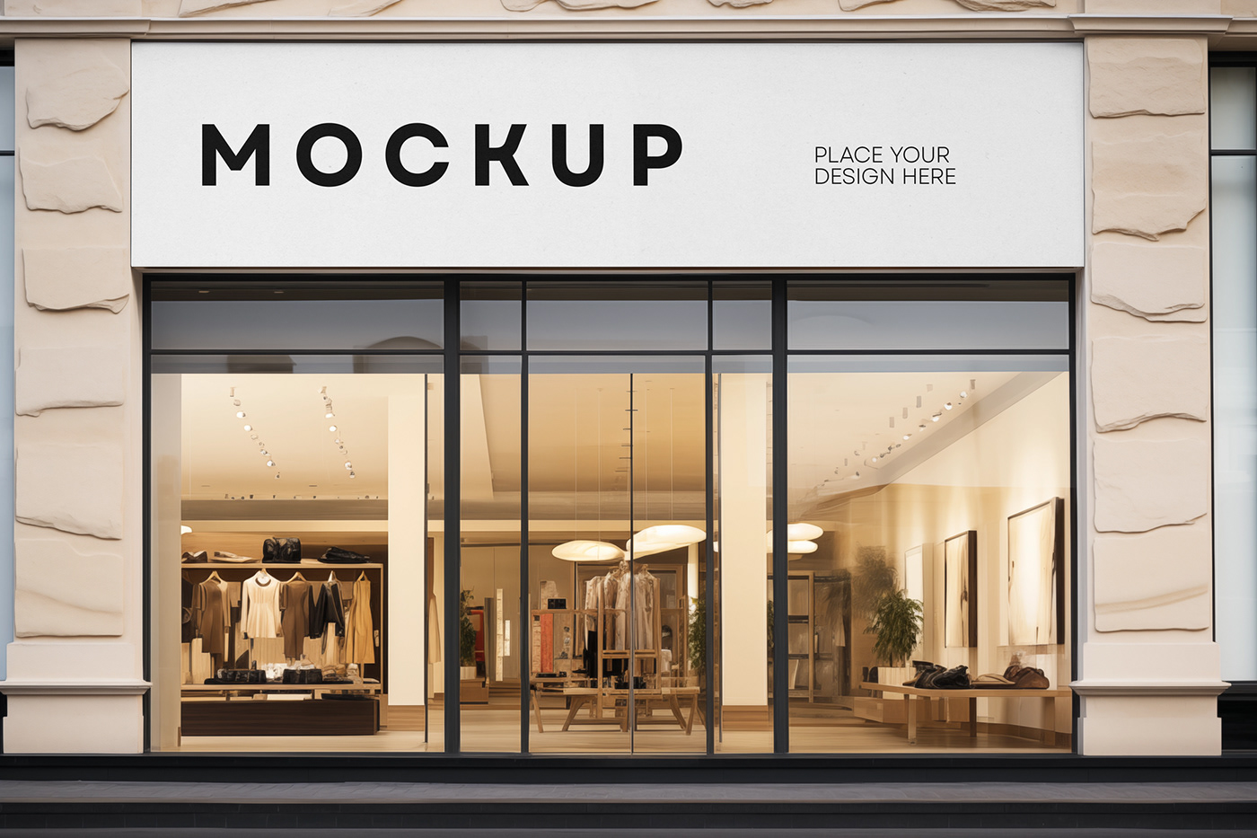 shop facade free Mockup template store front Window Branidng