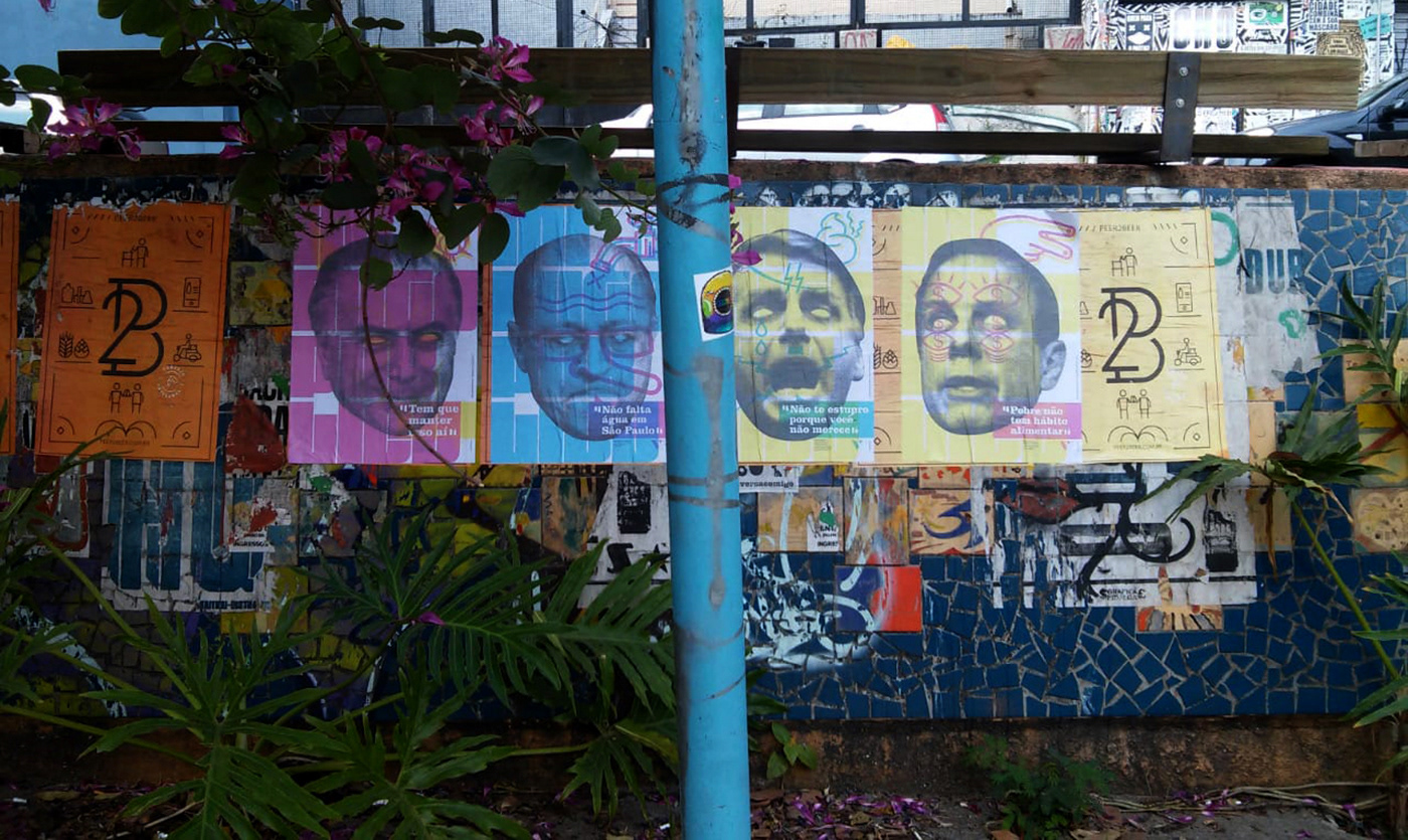 wheatpaste poster cartaz politics Brasil lambelambe Politica Political Art afiche print