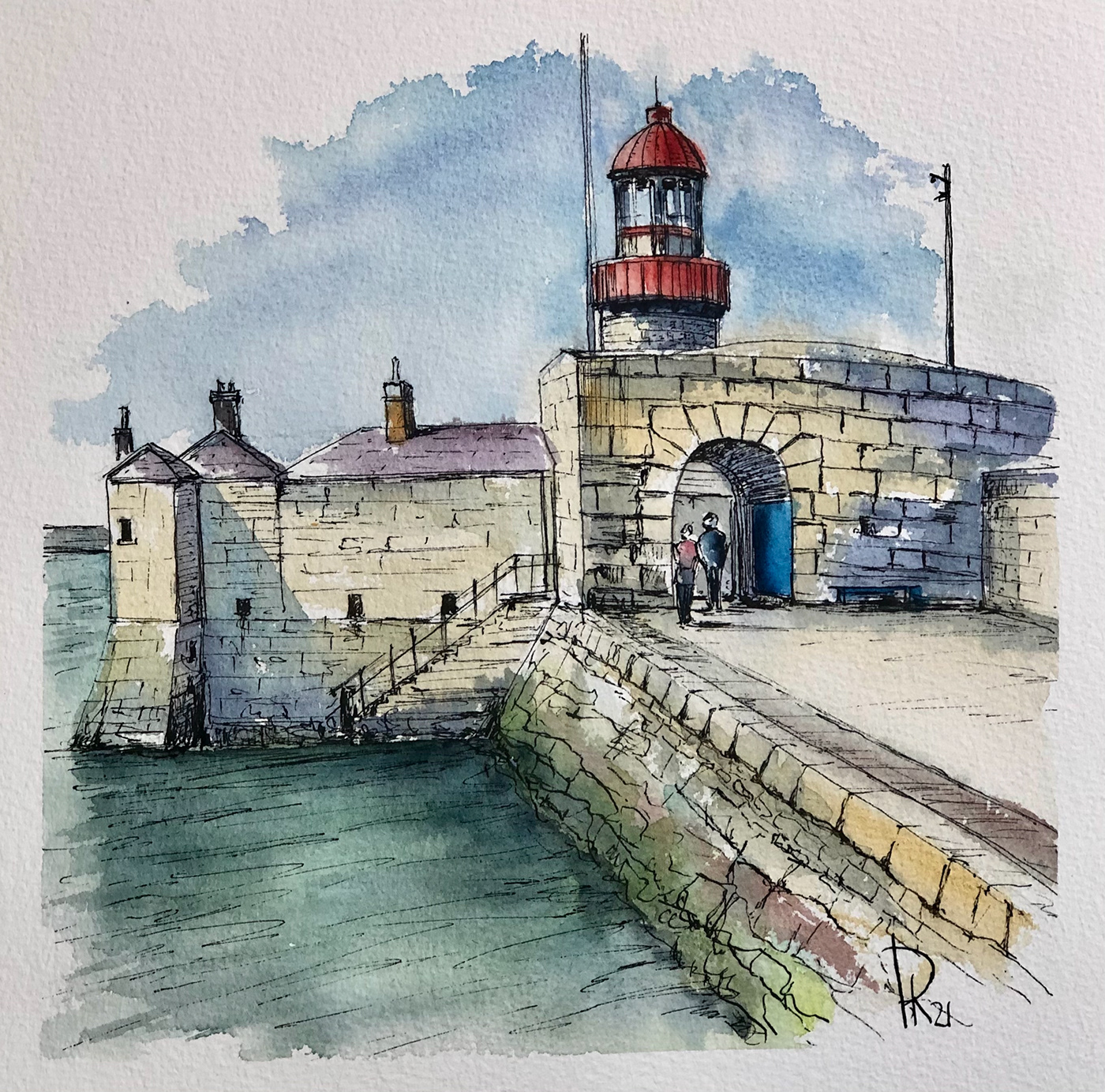 Drawing  dublin lighthouse watercolor