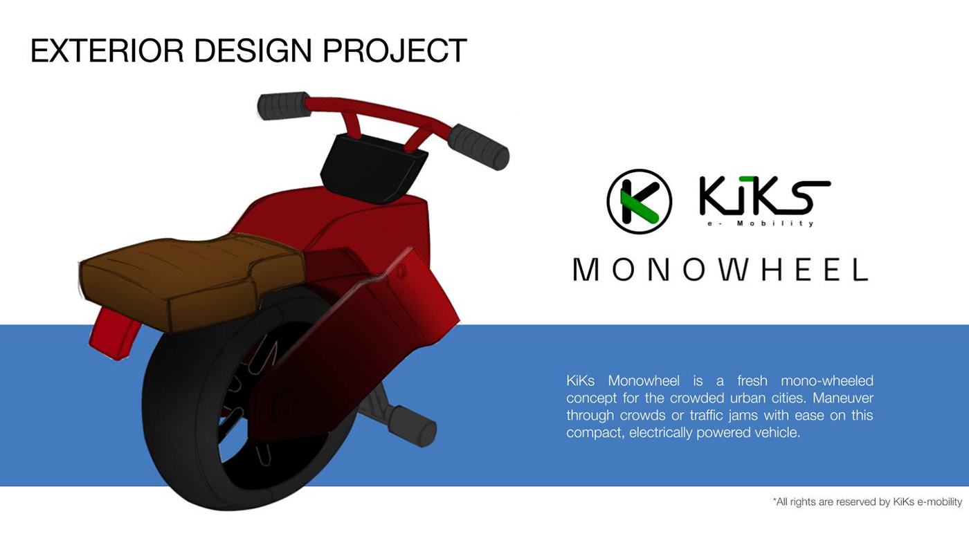 Automotive design e-mobility exterior design monowheel Render transportation