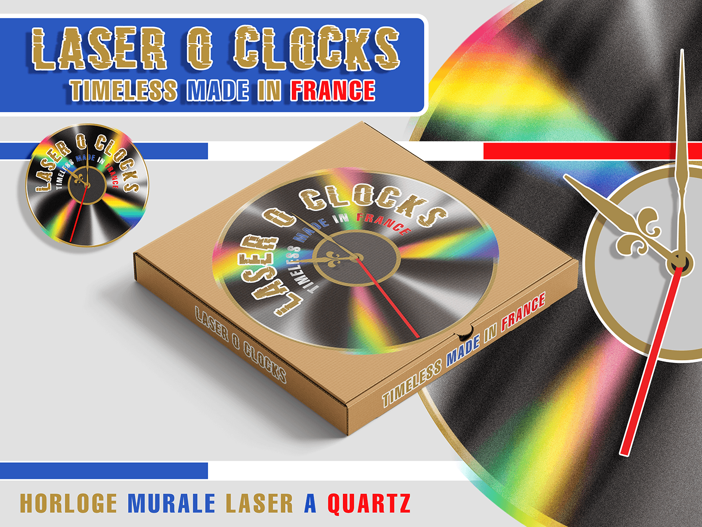 laser clocks horloge vintage design luminescent vinyl Laserdisc music Cinema