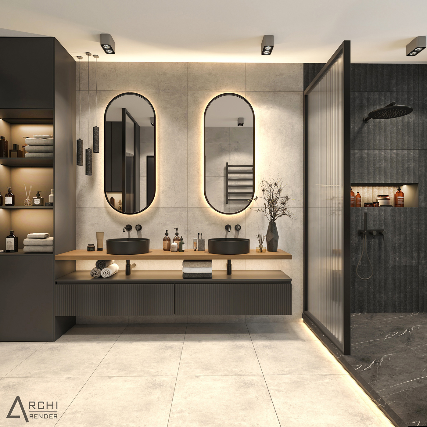 bath bathroom bathroom design dark dark bathroom design Interior Render rendering visualization
