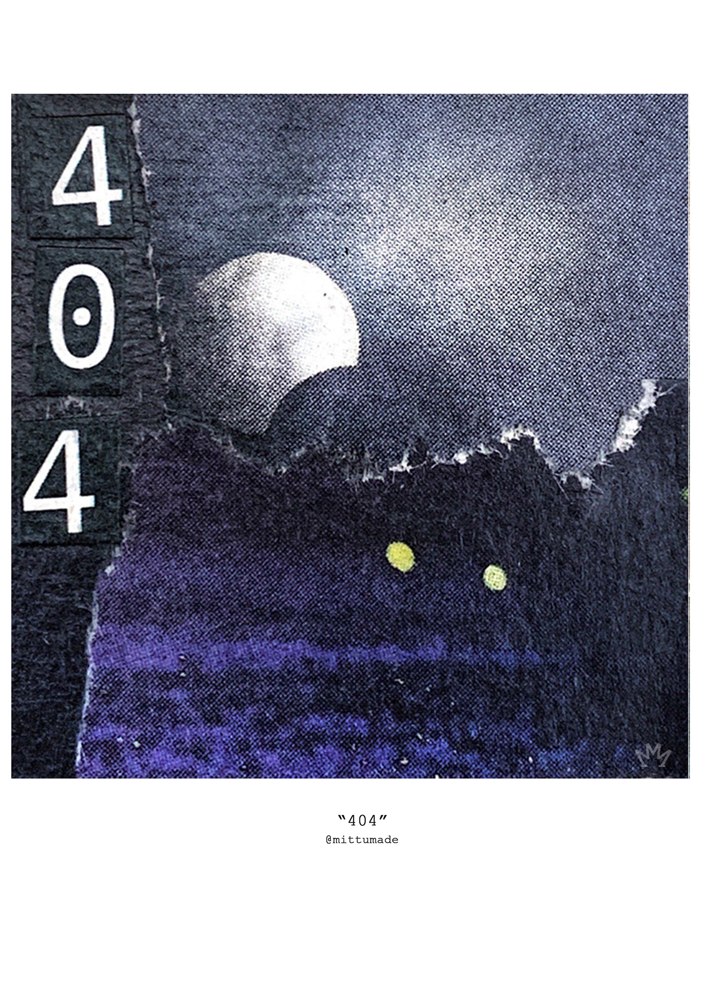 This image has a moon and fireflies with the text 404 on it to depict they are missing