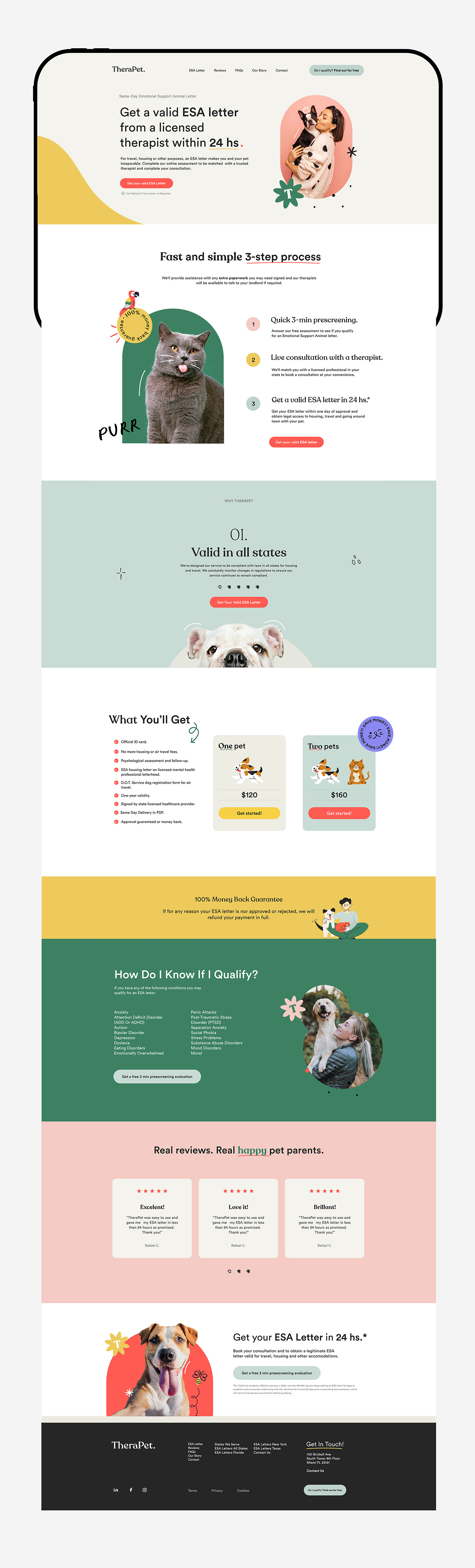 brand identity dog ESA LETTER Figma landing page Pet pets Web Design  Website Website Design