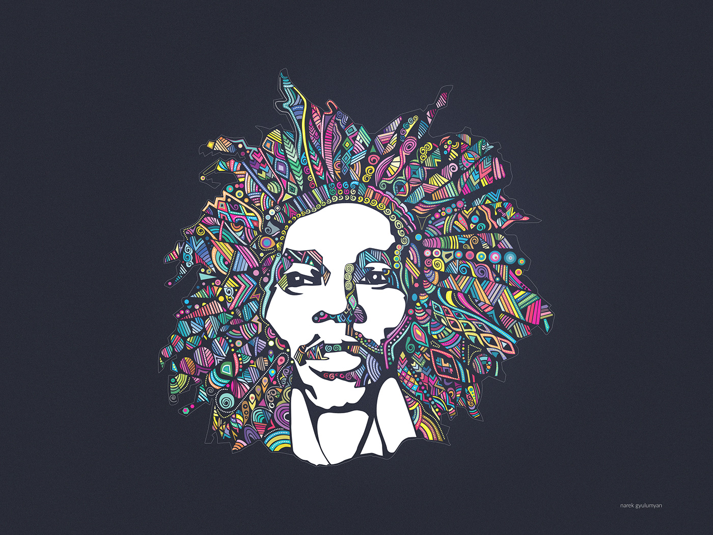 Bob Marley Singer draw paper ink pen pancil Adobe Photoshop hermes etro adobe instagram Zentangle Style