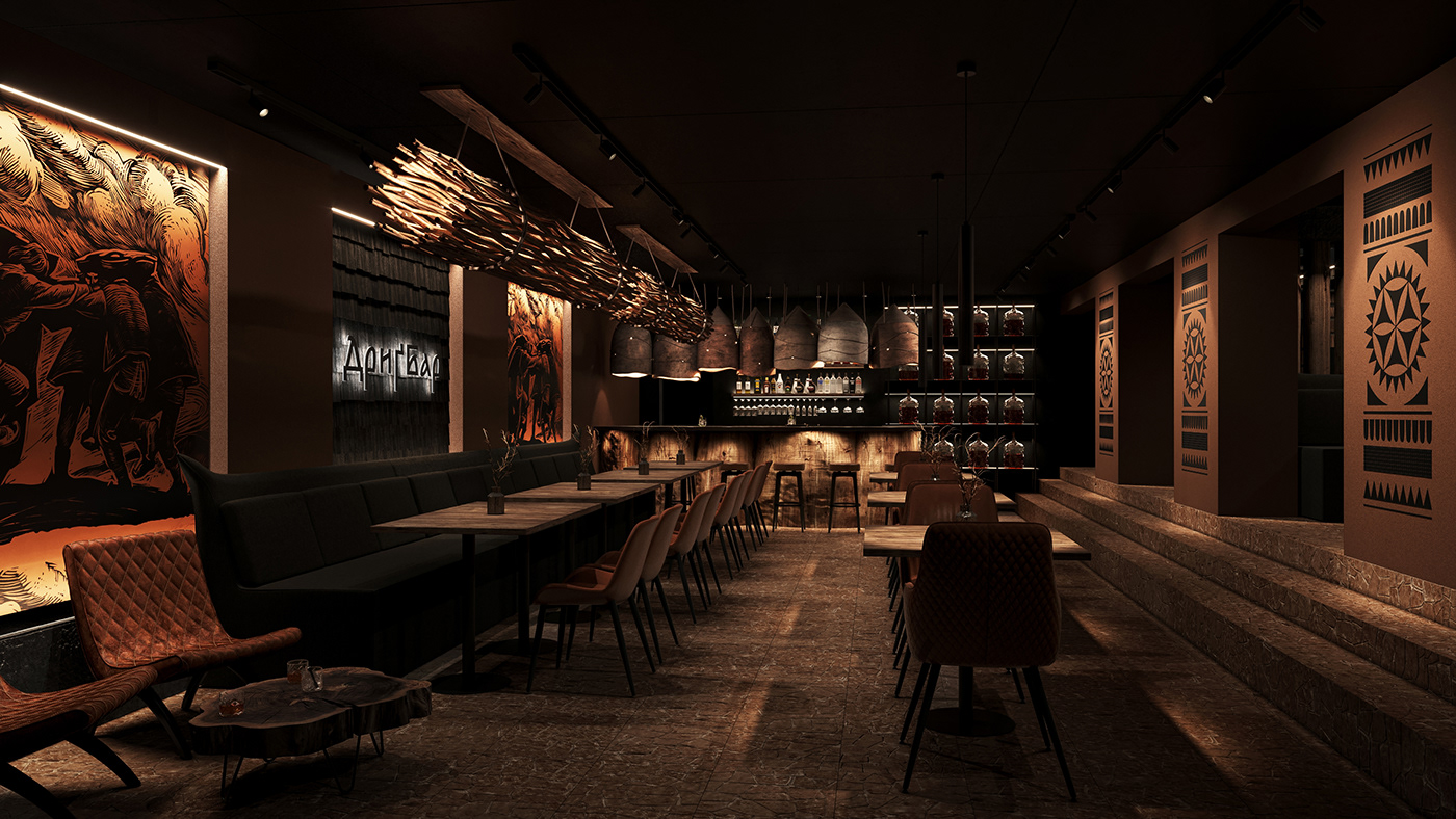 hookah bar interior design  visualization laungebar