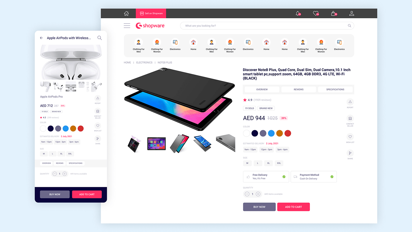Ecommerce product design  Shopping UI/UX user experience user interface