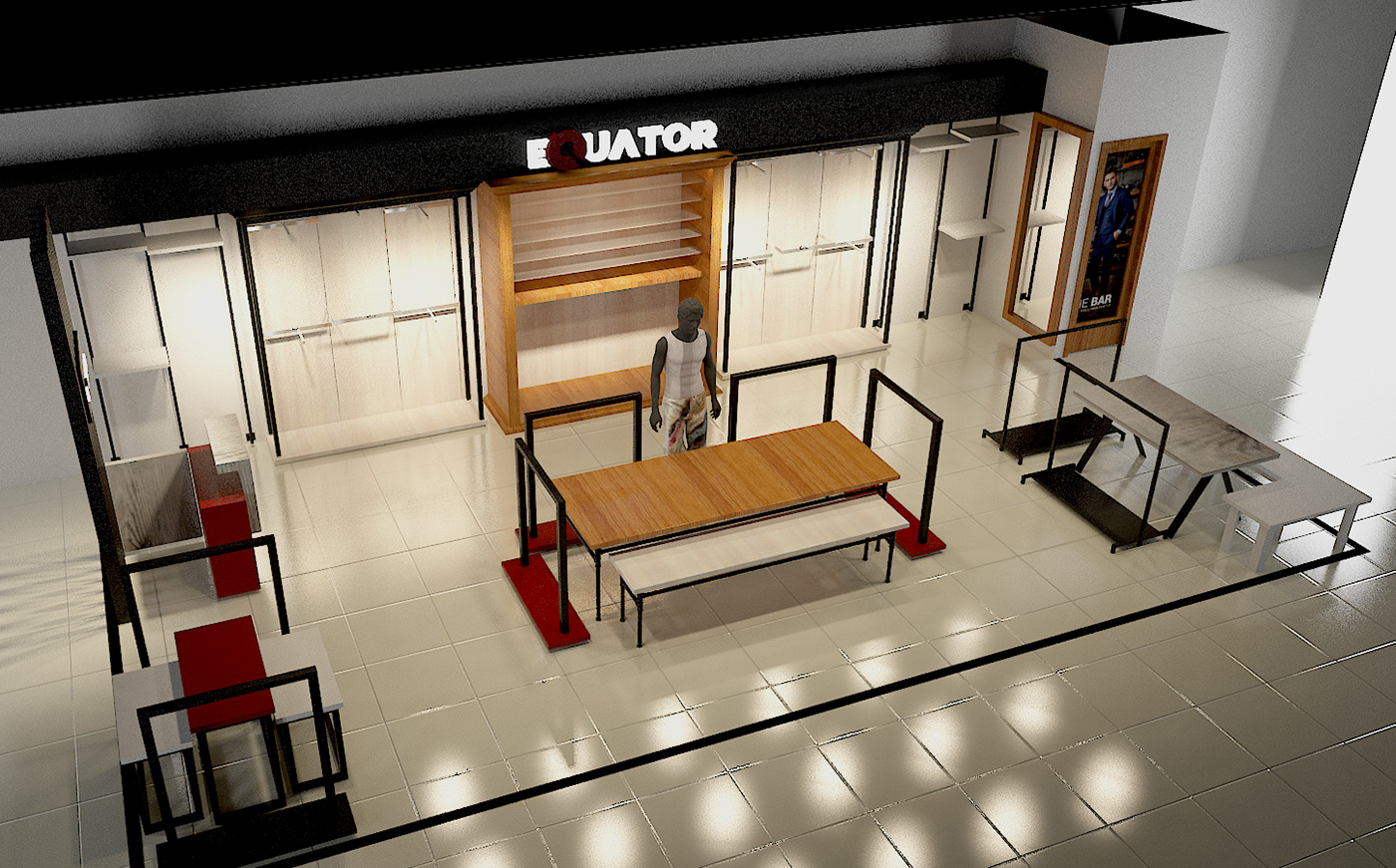 architecture Interior Shop design shop interior clothing brand equator brand Pakistan shop visualization
