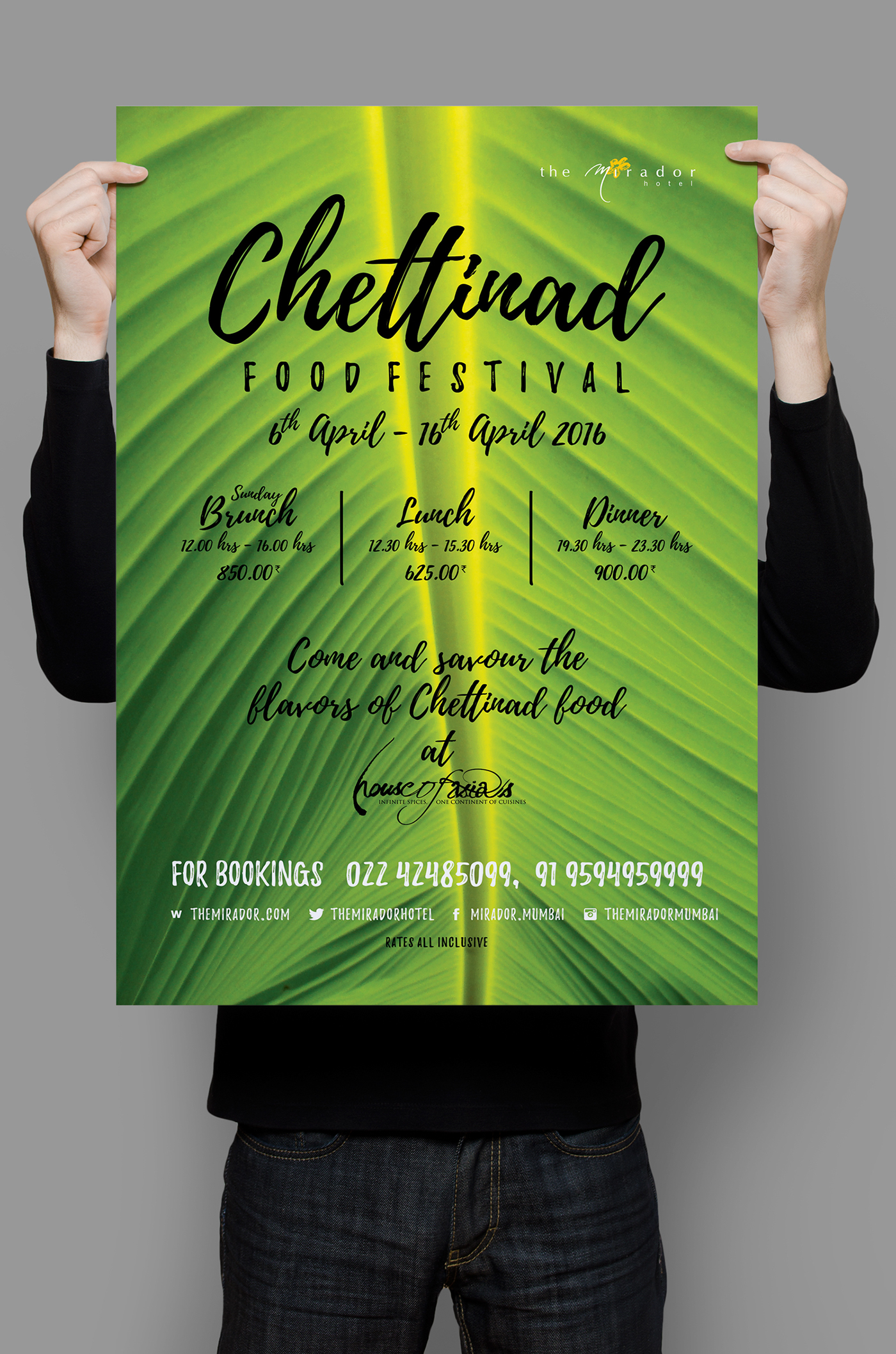 poster foodfestival food fest hotel themiradorhotel marketing   Collateral flier coreldraw flyer Food  banana leaf South Indian Coconut