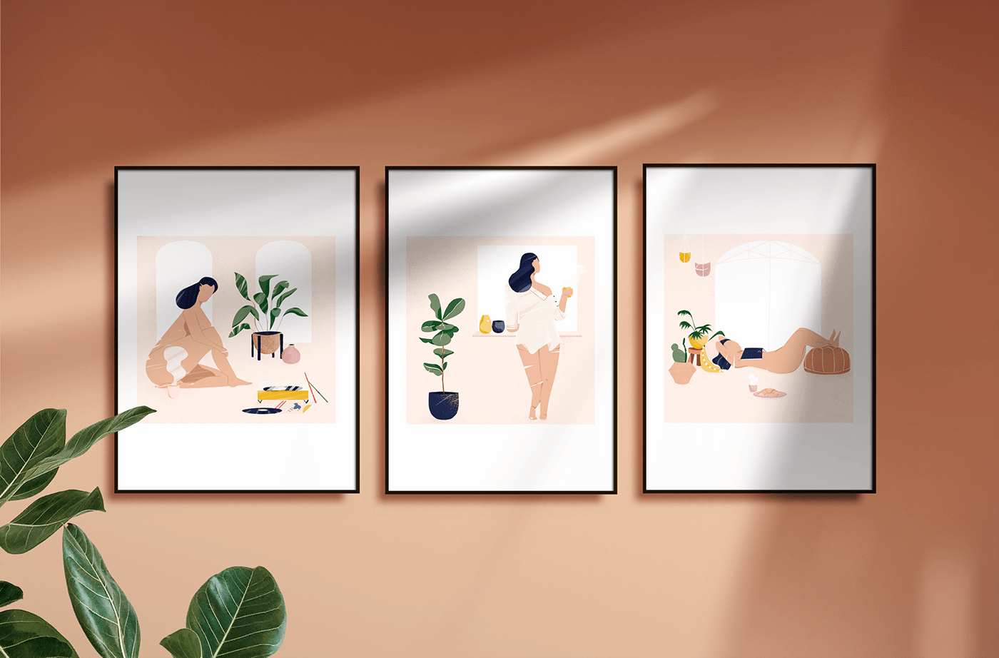 design feminine girly ILLUSTRATION  paper physical plants print wall women