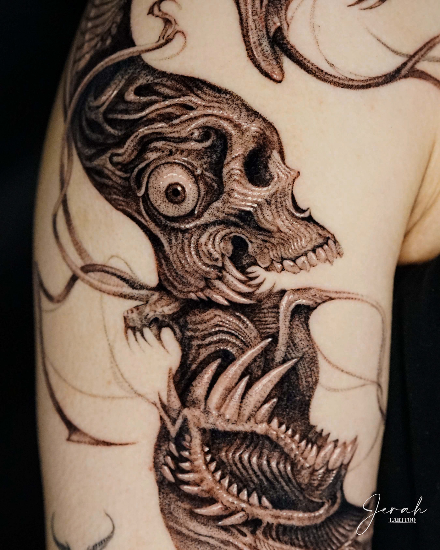 tattoo tattoos dotwork zombie monster 투자 Tattoo Art digital illustration Drawing  undead