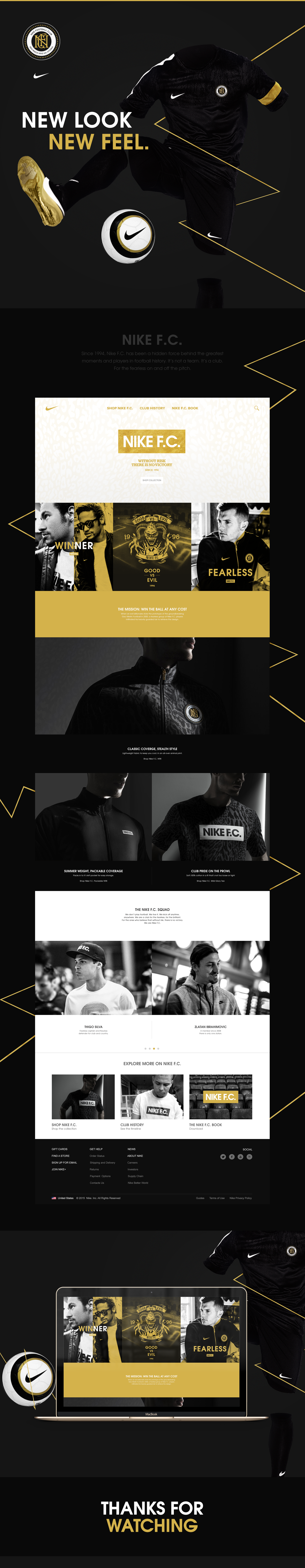 Nike FC football soccer design jersey club Website gold black Web